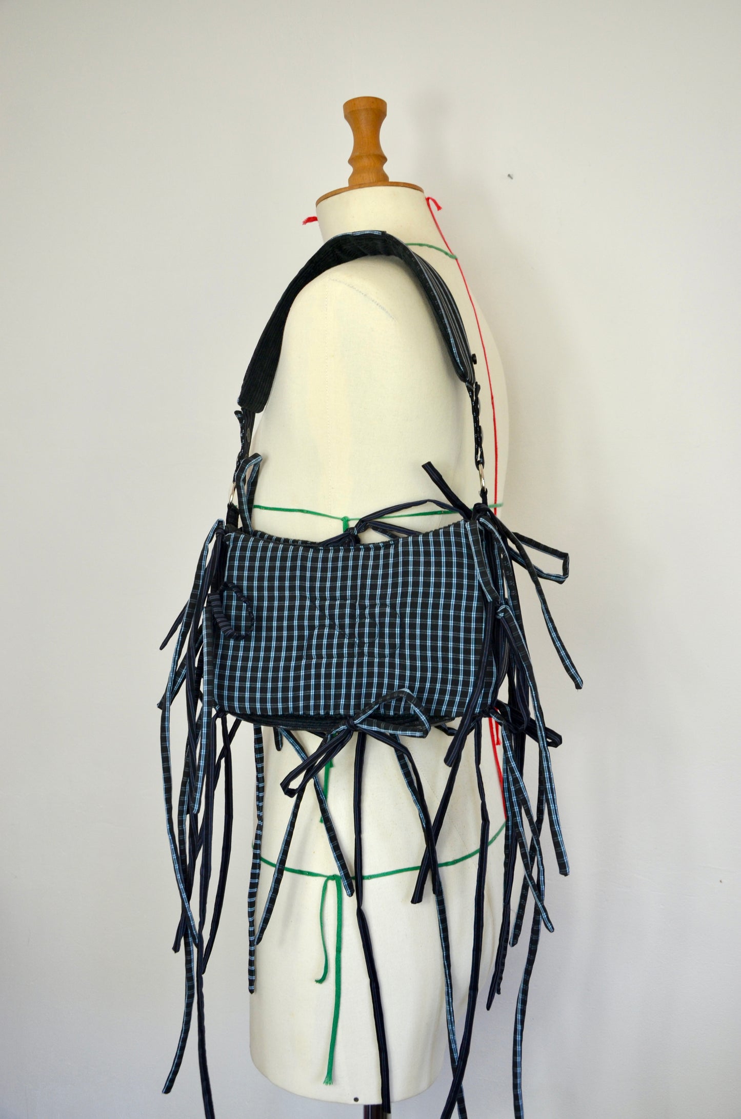 Sac réversible Elise - carreaux bleus