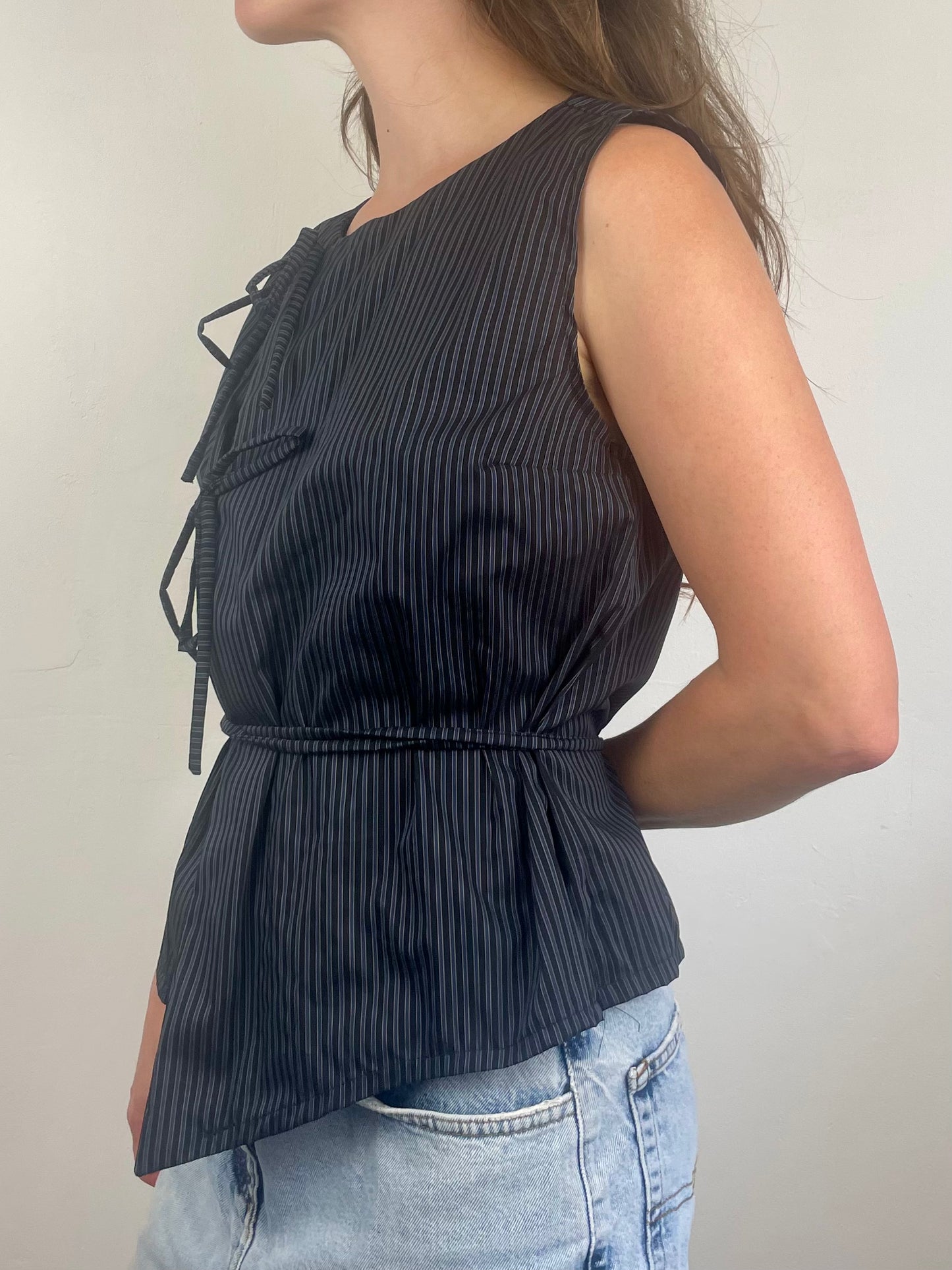 Top Noué - noir et bleu