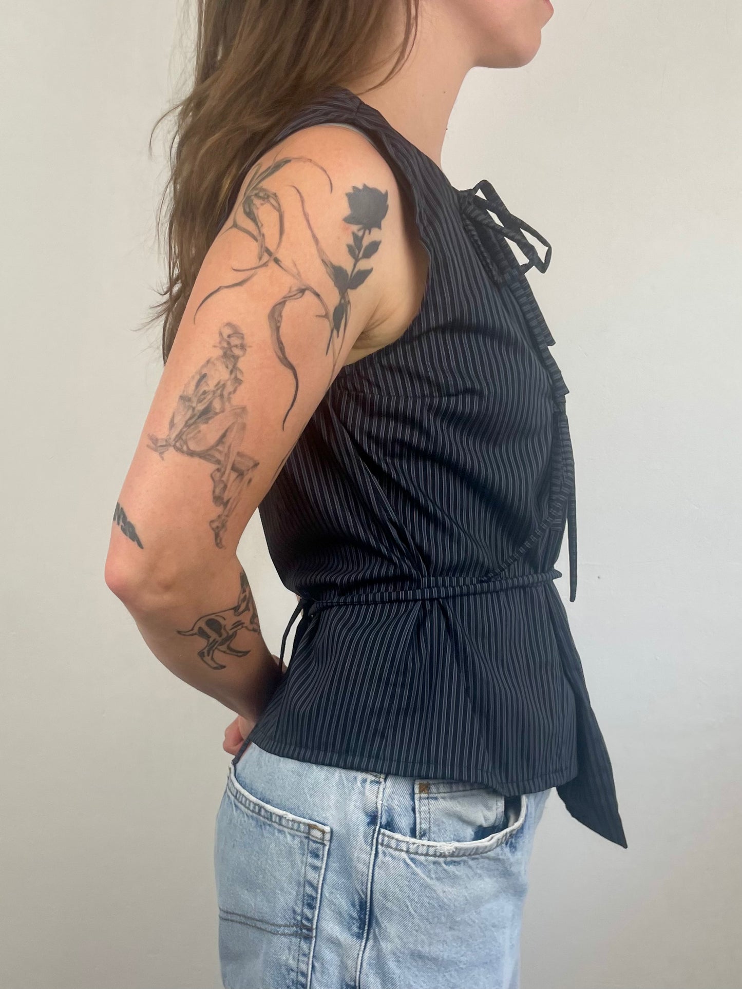 Top Noué - noir et bleu