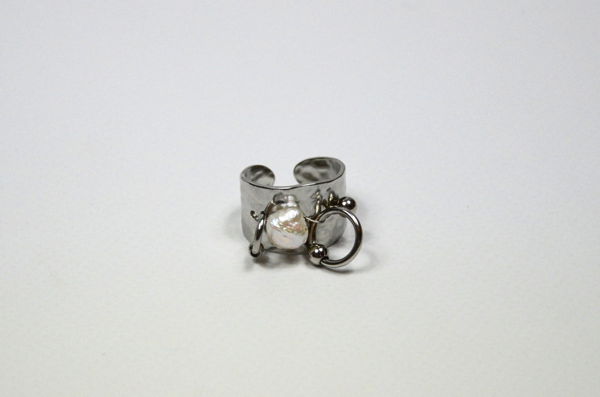 Bague Chrome&Nacre