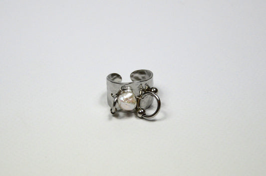 Bague Chrome&Nacre