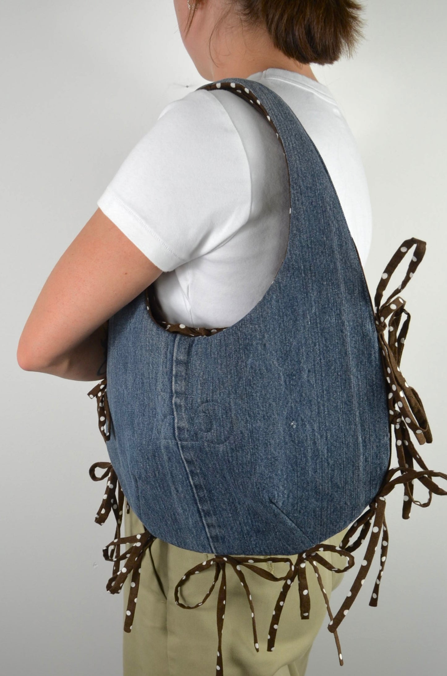 Sac réversible 02 - marron à pois et jean