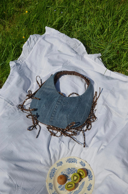 Sac réversible 02 - marron à pois et jean