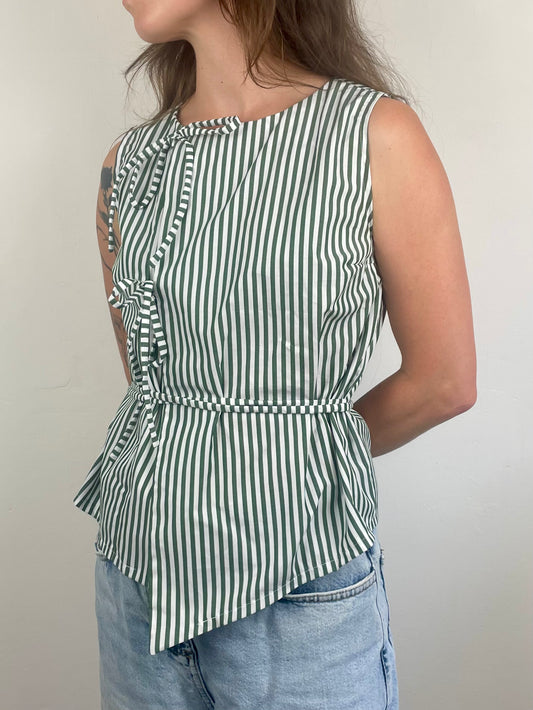 Top Noué - vert et blanc