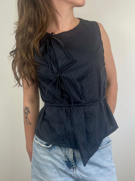Top Noué - noir et bleu